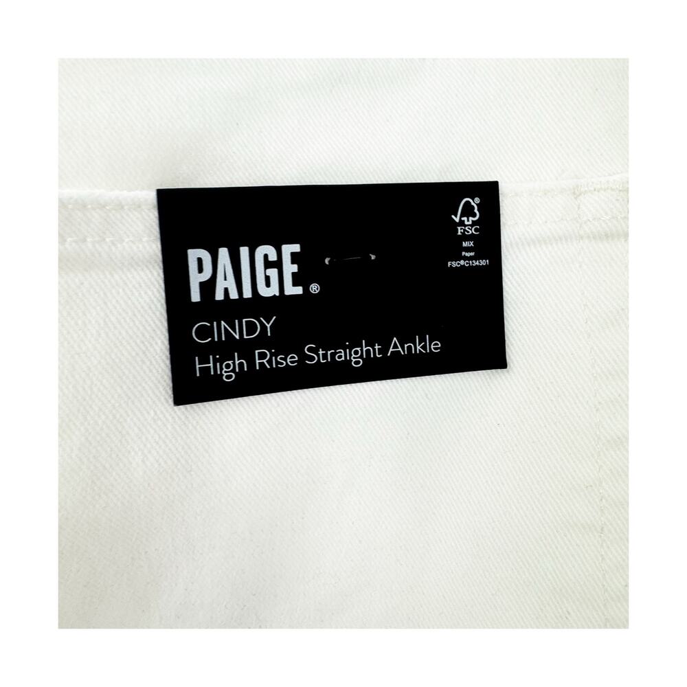 Paige Cindy High Rise Straight Leg Jeans Tonal Ecru White Size 33 NWT - Picture 9 of 12